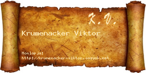 Krumenacker Viktor névjegykártya